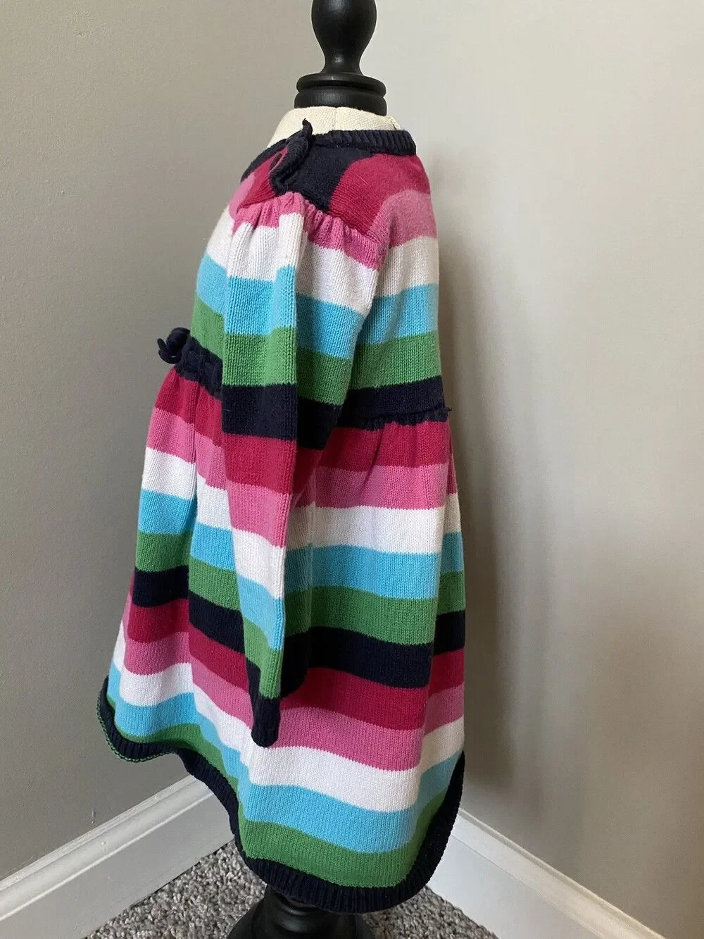 Baby Gap 6-12 Month Pink Blue Stripped Dress Green White